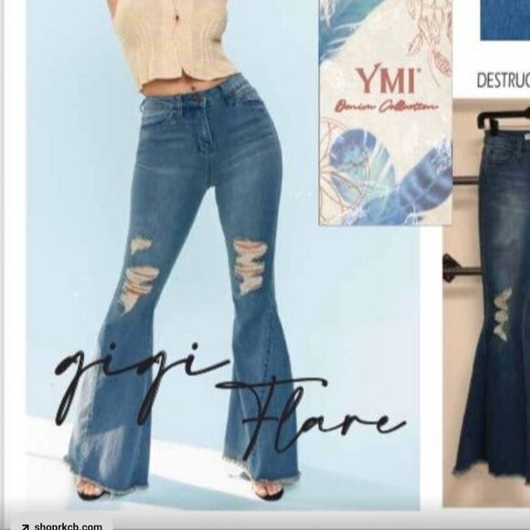 YMI GIGI FIT HIGH RISE EXTREME FLARE BELL BOTTOM JEANS - Picture 8 of 8
